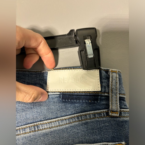 Re/Done 70s Stovepipe High Rise Crop Frayed Hem Jeans Size 29 - Picture 3 of 5